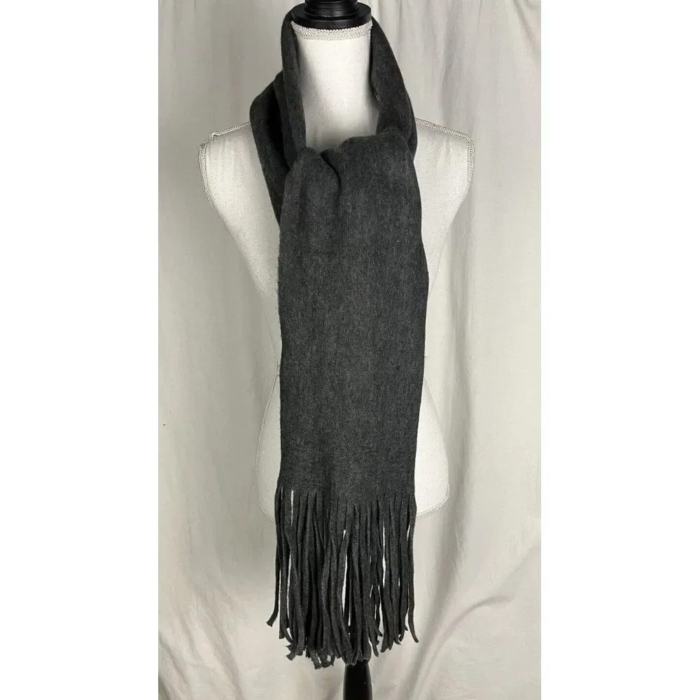 $69.50 Lucky Brand‎ Solid Brushed Scarf Fringe ONE SIZE Gray.